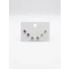 Çok Renkli Tektaş Altılı Küpe - Kp00644