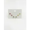 Çok Renkli Tektaş Altılı Küpe - Kp00643