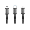 Dc62 3in1 Type-c To 60w Type-c / 12w Lightning / 15w Micro 1.2m Hızlı Şarj Kablo - Siyah