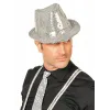 Disko  Gümüş Payetli Fötr Şapka Yetişkin Boy