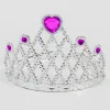 Fuşya Kalpli Gümüş Renk Kraliçe Tacı Prenses Tacı