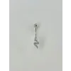 Rodyum Zirkon Taşlı Çelik Göbek Bar Uzunluğu : 13 Mm / Bar Kalınlığı 1.41 Mm /  - Pg0031