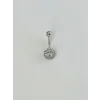 Rodyum Zirkon Taşlı Çelik Göbek Bar Uzunluğu : 13 Mm / Bar Kalınlığı 1.41 Mm /  - Pg0102