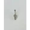Rodyum Zirkon Taşlı Bar Ve Top: Çelik Göbek - Pg0036