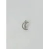 Rodyum Zirkon Taşlı Çelik Göbek Bar Uzunluğu : 13 Mm / Bar Kalınlığı 1.41 Mm /  - Pg0116