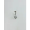 Rodyum Zirkon Taşlı Çelik Göbek Bar Uzunluğu : 13 Mm / Bar Kalınlığı 1.41 Mm /  - Pg0144