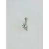 Rodyum Zirkon Taşlı Çelik Göbek Bar Uzunluğu : 13 Mm / Bar Kalınlığı 1.41 Mm /  - Pg0092