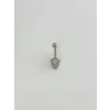 Rodyum Zirkon Taşlı Çelik Göbek Bar Uzunluğu : 13 Mm / Bar Kalınlığı 1.41 Mm /  - Pg0136