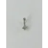 Rodyum Zirkon Taşlı Çelik Göbek Bar Uzunluğu : 13 Mm / Bar Kalınlığı 1.41 Mm /  - Pg0024