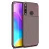 Huawei P40 Lite E Kılıf Auto Focus Karbon Kapak - Kahverengi