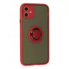 İphone 11 Kılıf Montreal Yüzüklü Silikon Kapak - Kırmızı