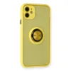 İphone 11 Kılıf Montreal Yüzüklü Silikon Kapak - Sarı
