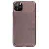 İphone 11 Pro Max Kılıf Auto Focus Karbon Kapak - Kahverengi