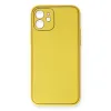 İphone 12 Kılıf Coco Deri Silikon Kapak - Sarı