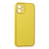 İphone 12 Kılıf Coco Deri Silikon Kapak - Sarı