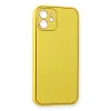 İphone 12 Kılıf Coco Deri Silikon Kapak - Sarı