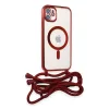 İphone 12 Kılıf Divo Lazer Askılı Magsafe Kapak - Kırmızı