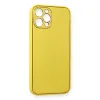İphone 12 Pro Kılıf Coco Deri Silikon Kapak - Sarı