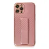İphone 12 Pro Kılıf Coco Karbon Standlı Kapak - Pembe