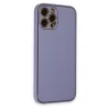 İphone 12 Pro Max Kılıf Coco Deri Silikon Kapak - Açık Lila