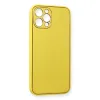 İphone 12 Pro Max Kılıf Coco Deri Silikon Kapak - Sarı