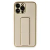 İphone 13 Pro Kılıf Coco Deri Standlı Kapak - Gold