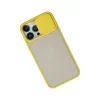 İphone 13 Pro Max Kılıf Palm Buzlu Kamera Sürgülü Silikon - Sarı