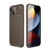 İphone 14 Kılıf Auto Focus Karbon Kapak - Kahverengi