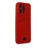 İphone 14 Pro Max Kılıf Kelvin Kartvizitli Silikon - Kırmızı