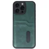 İphone 16 Pro Kılıf Sara Kartvizitli Deri Kılıf - Koyu Yeşil