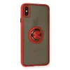 İphone X Kılıf Montreal Yüzüklü Silikon Kapak - Kırmızı