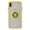 İphone X Kılıf Montreal Yüzüklü Silikon Kapak - Sarı