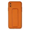 İphone Xs Max Kılıf Coco Deri Standlı Kapak - Turuncu