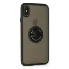 İphone Xs Max Kılıf Montreal Yüzüklü Silikon Kapak - Siyah