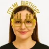 İt39s My Birthday Yazılı Taç Ve Mum Şekilli Gözlük Seti Altın Renk