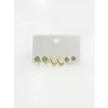 Zirkon Taşlı Pirinç Altılı  Kombin Küpe - Kp00649