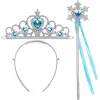 Karlar Ülkesi Elsa Mavi Kalp Tacı Ve Kar Temalı Asa Seti