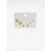   Zirkon Taşlı Pirinç Altılı  Kombin Küpe - Kp00631