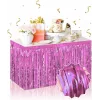 Kendinden Yapışkanlı Pembe Metalize Püsküllü Masa Eteği – 75 X 275 Cm Parti Süslemesi