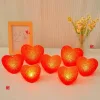 Led Işıklı Kırmızı Kalp Gece Lambası 12li Paket