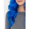 Mavi Renk Uzun Dalgalı Parti Peruğu