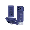Newface İphone 16 Pro Kılıf Zuma Kartvizitli Yüzüklü Silikon - Lacivert