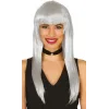 Platin Gri Gümüş Renk Uzun Parti Peruğu Uzun Takma Peruk