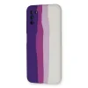 Samsung Galaxy A03s Kılıf Ebruli Lansman Silikon - Mor-beyaz