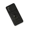 Samsung Galaxy A03s Kılıf Pars Lens Yüzüklü Silikon - Siyah
