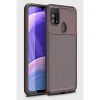 Samsung Galaxy M31 Kılıf Auto Focus Karbon Kapak - Kahverengi