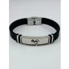 Siyah Silikon / Çelik  Erkek Deri Bileklik 20 Cm  - Ebl0101