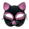 Siyah Renk Pembe Simli Süet Kaplama Kedi Maskesi 18x14 Cm