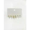   Zirkon Taşlı Pirinç Altılı  Kombin Küpe - Kp00615