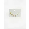   Zirkon Taşlı Pirinç Altılı  Kombin Küpe - Kp00637